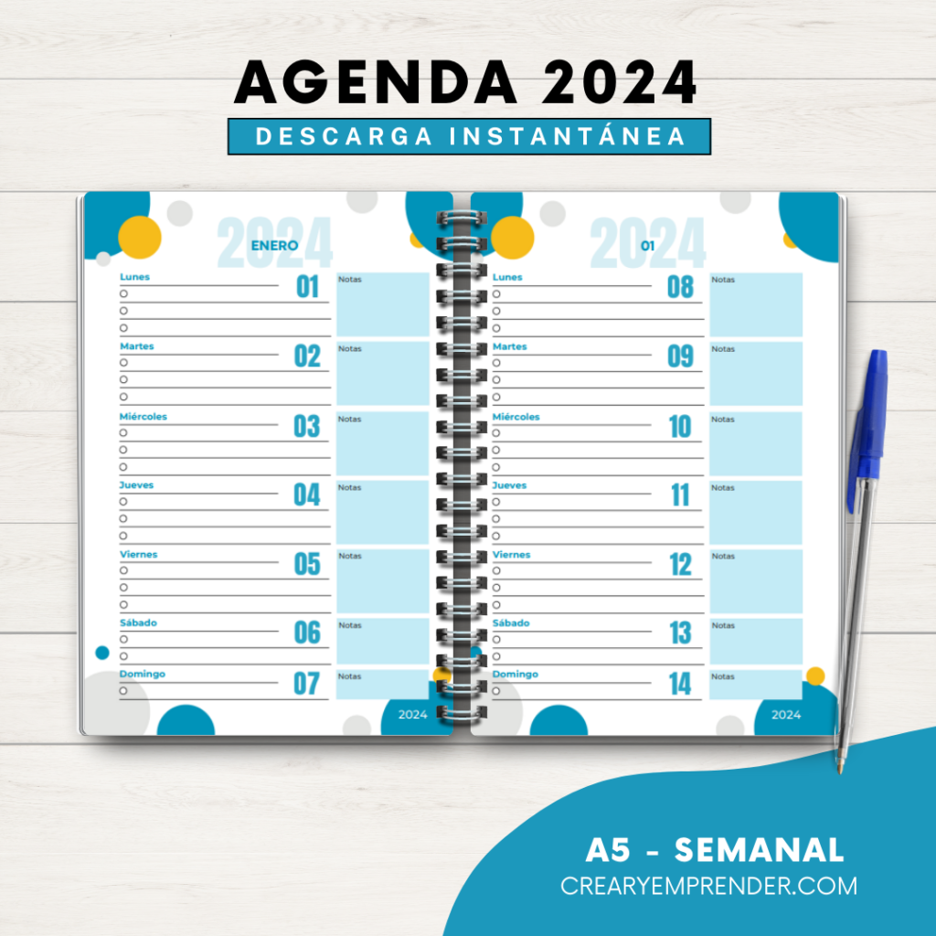 Agenda Semanal 2024 Crear Y Emprender