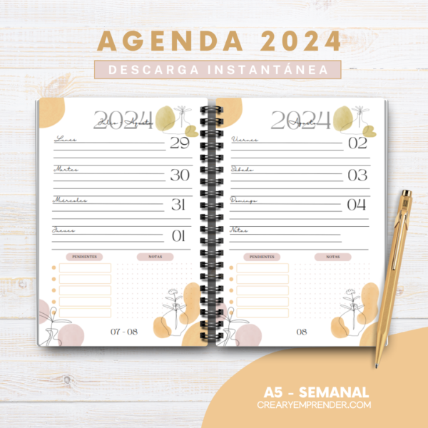 Hojas Calendario 2024 Calendario Semanal Rido/Idé TM15 - 112 Páginas, 8.7x15.3 Cm, Blanco Plantilla Calendario Tamaño Hoja 8.7x15.3 Cm